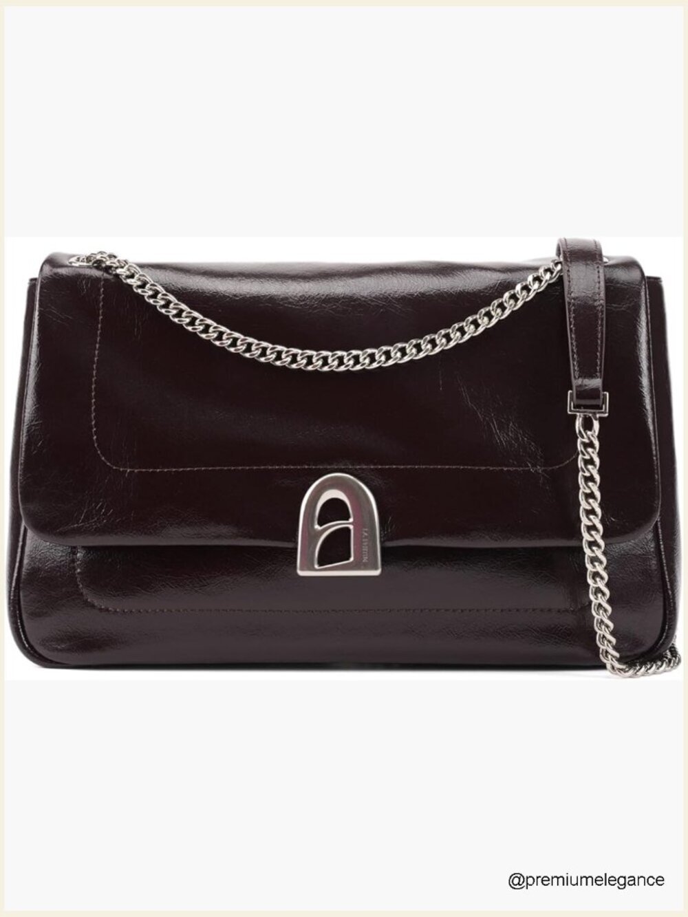 Genuine Leather Crossbody Shoulder Bag with Chain Strap